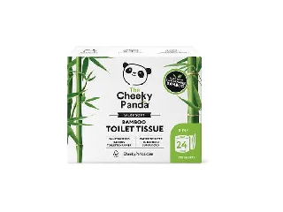 Toalettpapír, bambusz, 3 rétegű, kistekercses, 24 tekercs, CHEEKY PANDA, fehér