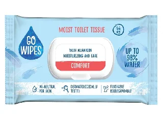 Toalettpapír, nedves, visszazárható tetővel, 44 db, GO WIPES 