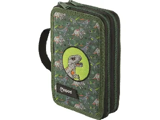 Tolltartó, töltött, 2 emeletes, cipzáras, MAPED, dinoszaurusz