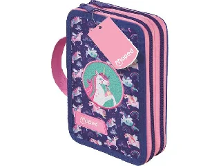 Tolltartó, töltött, 2 emeletes, cipzáras, MAPED, unikornis