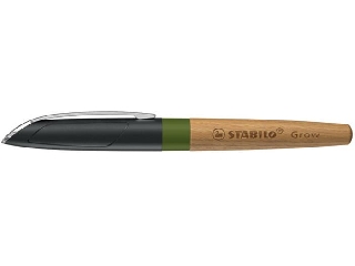 Töltőtoll, tölgyfa tolltest, zöld kiegészítővel, STABILO 