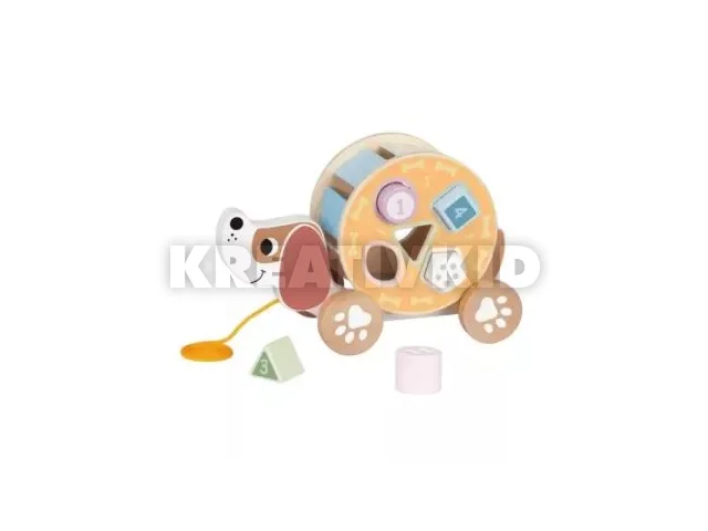 Tooky Toy: 2 az 1-ben húzható fa kutyus formaválogatóval