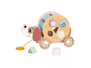 Tooky Toy: 2 az 1-ben húzható fa kutyus formaválogatóval