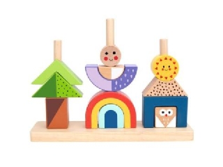 Tooky Toy: Fa Montessori építőjáték - Kirándulás nappal és éjjel