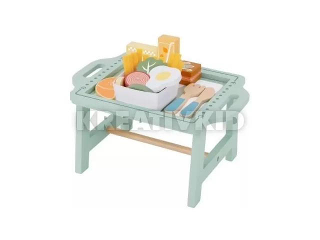 Tooky Toy: Fa reggeliző asztalka kiegészítőkkel