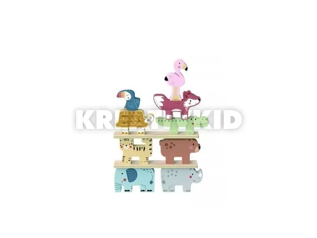 Tooky Toy: Fa toronyépítő játék – Szavanna