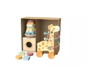 Tooy Toys: 3 az 1-ben doboz fából - Zsiráf