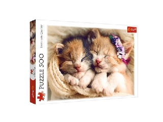 Trefl: Alvó cicák virággal puzzle - 500 darabos