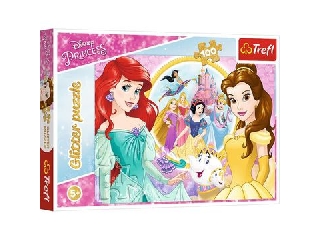 Trefl: Disney hercegnők csillámos puzzle - 100 darabos