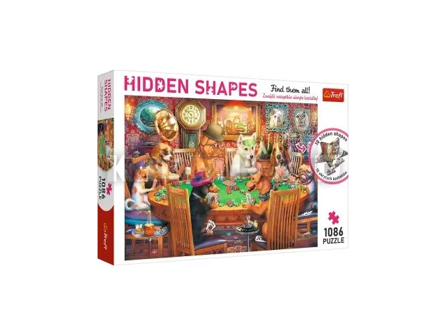 Trefl Hidden Shapes: Pókerező kutyák puzzle rejtett alakzatokkal - 1086 darabos