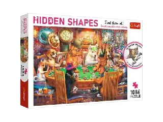 Trefl Hidden Shapes: Pókerező kutyák puzzle rejtett alakzatokkal - 1086 darabos