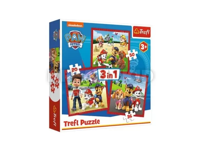 Trefl: Mancs őrjárat 3 az 1-ben puzzle, Boldog kutyik - 20, 36, 50 darabos