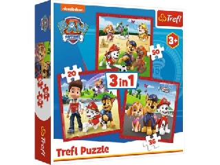 Trefl: Mancs őrjárat 3 az 1-ben puzzle, Boldog kutyik - 20, 36, 50 darabos