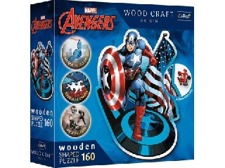 Trefl Puzzle Wood Craft: Bosszúállók, Amerika kapitány- 160 darabos puzzle fából