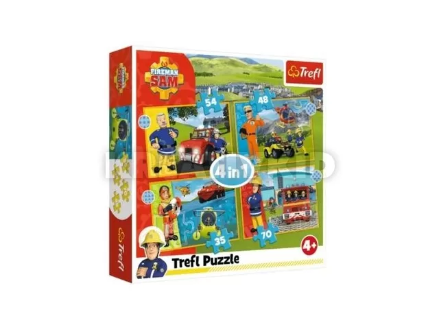 Trefl: Sam, a bátor tűzoltó 4 az 1-ben puzzle - 35, 48, 54, 70 darabos