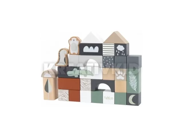 Tryco: Állatos fa építőkocka szett - 50 db-os