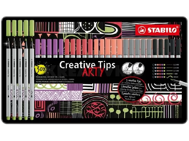 Tűfilc készlet, fém doboz, STABILO 