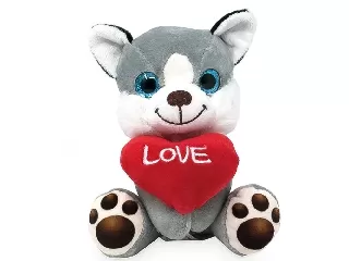 Ülő kutya szívvel 14cm 