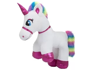 Unikornis álló plüssfigura - fehér-rózsa, 60 cm