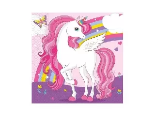 Unikornis és szivárvány mintás papír szalvéta, 33 x 33 cm - 20 db