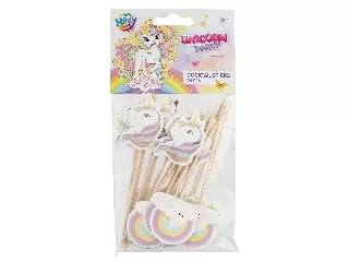 Unikornis parti pálcikák, 9 cm, 24 db