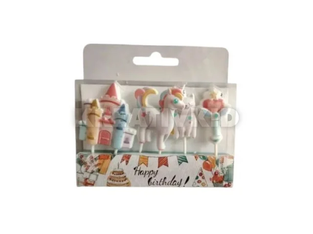 Unikornis party gyertya csomag - 4 db-os