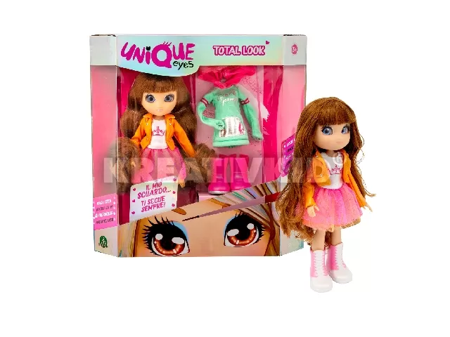 UNIQUE EYES bűvös szemű baba kétféle ruhával Sophia