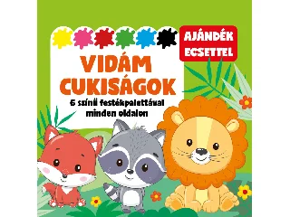 VIDÁM CUKISÁGOK - 6 SZÍNŰ FESTÉKPALETTÁVAL MINDEN OLDALON - AJÁNDÉK ECSETTEL