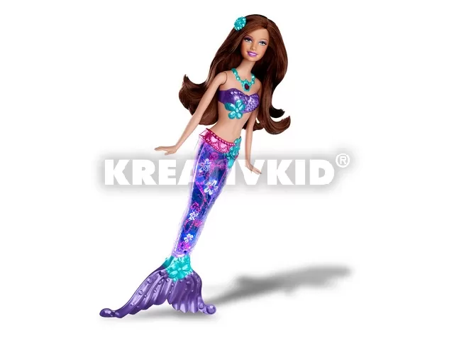 Világító Sellő Barbie barna hajú