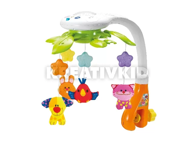 Winfun: Kiságyra szerelhető állatos zenélő forgó kutyás