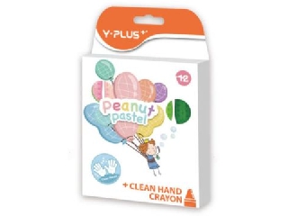 Y-Plus: Peanut pasztell színű marok zsírkréta készlet - 12 db-os