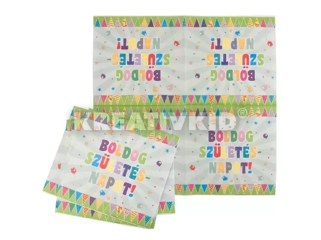 Zászlós szülinapi szalvéta 33x33cm 16 db /cs