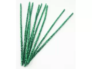 Zsenília drót csillogó 6mm 30cm 10 darab/csomag zöld